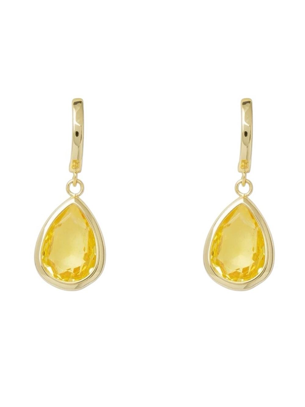Amanda Blu Yellow Teardrop Cubic Zirconia Rhinestone 18K Dipped Gold Earring